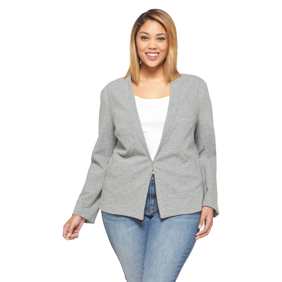 Womens Plus Size Long Sleeve Blazer Heather Gray Ava & Viv