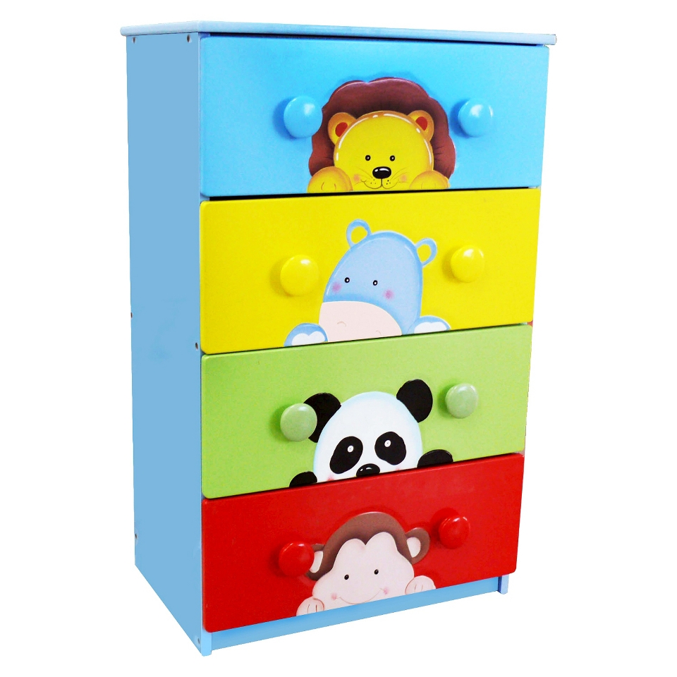 Fantasy Fields Sunny Safari 4 Drawer Cabinet with Handles   Teamson