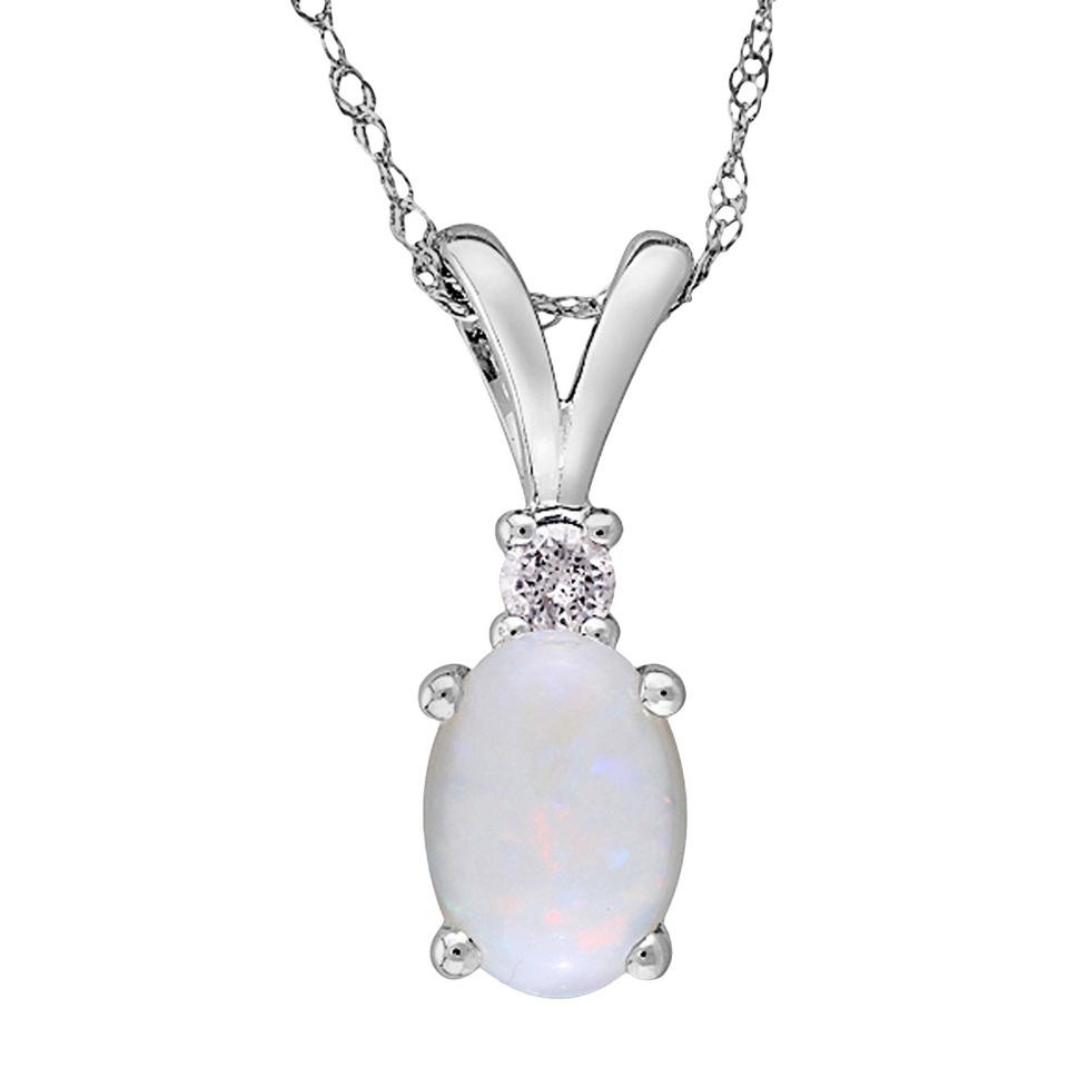 Allura .45 CT. T.W. Oval Opal and .04 CT. T.W. Diamond Set Pendant