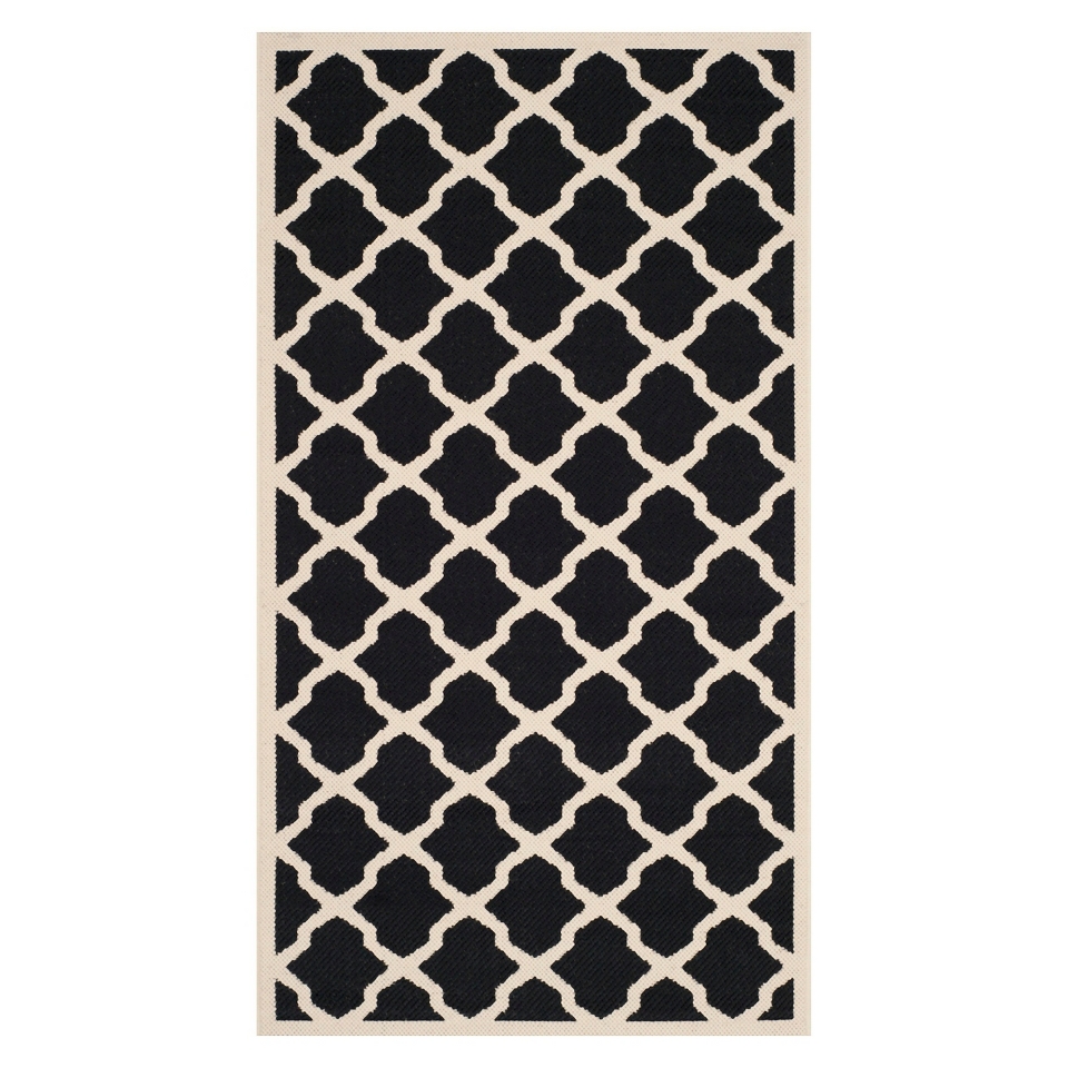 Dubai Outdoor Patio Rug   Black/Creme