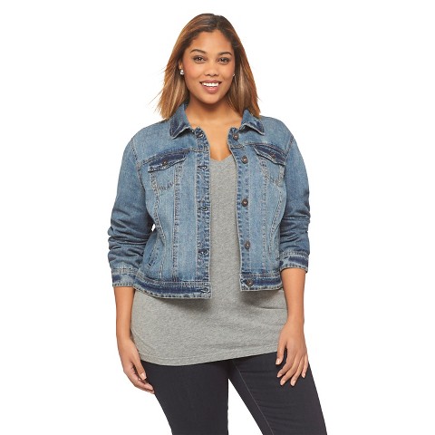 Women's Plus Size Denim Jacket Blue-Ava & Viv : Target