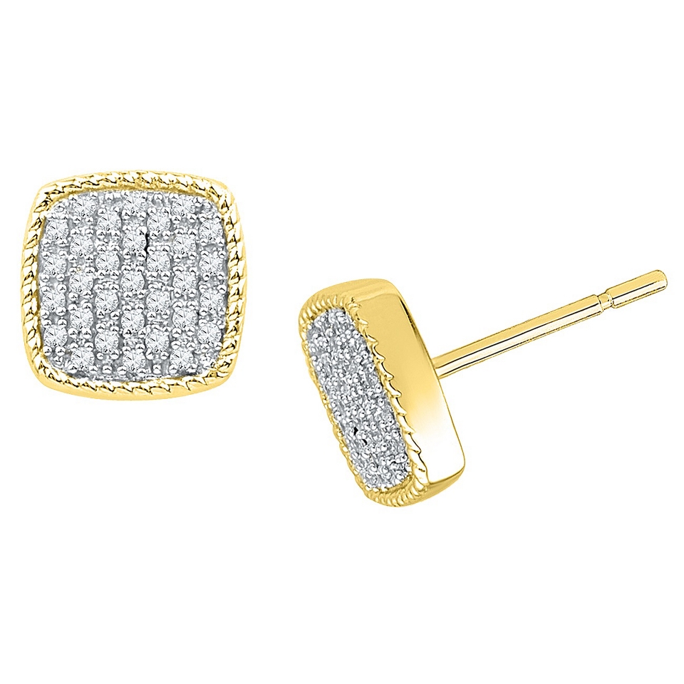 CT. T.W. Round Diamond Prong Set Square Stud Earring in 10K Yellow