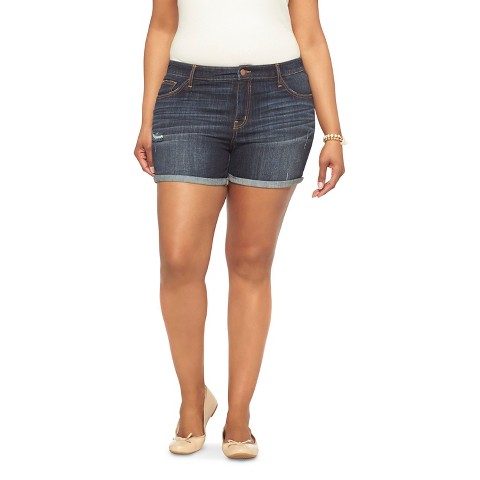 Women's Plus Size Midi Denim Shorts-Ava & Viv : Target
