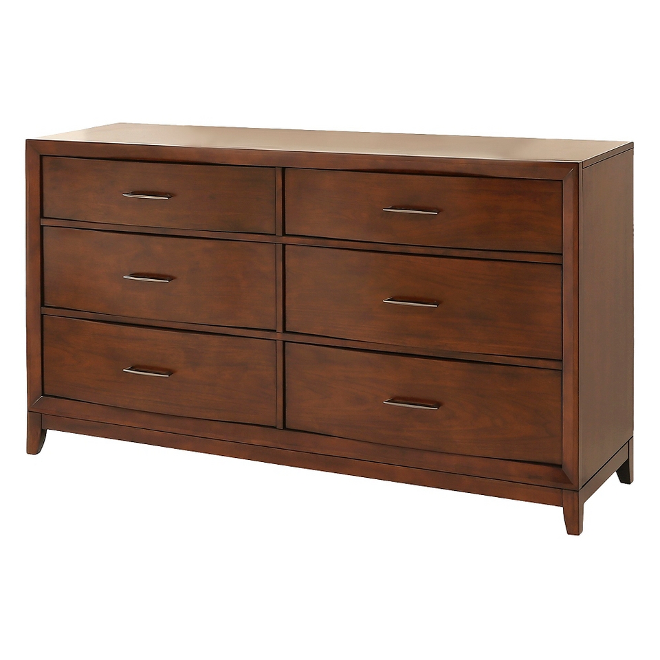 Dennett 6 Drawer Dresser with Bar Pulls   Cherry