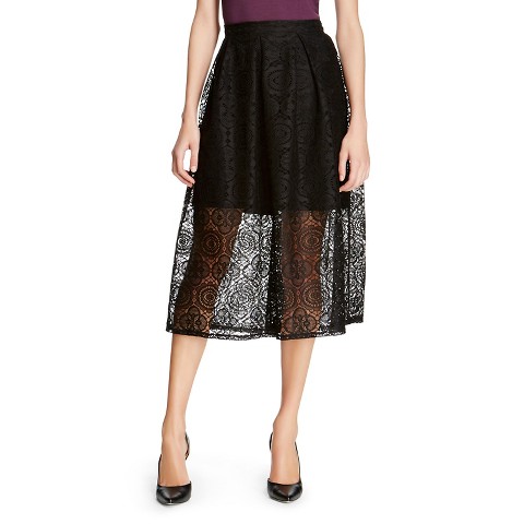 Women's Laced Midi Skirt Black - Mossimo™ : Target