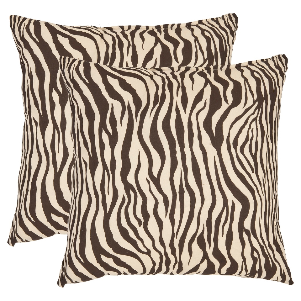 Safavieh 2 Pack Zebra Pillow   Brown (22x22)