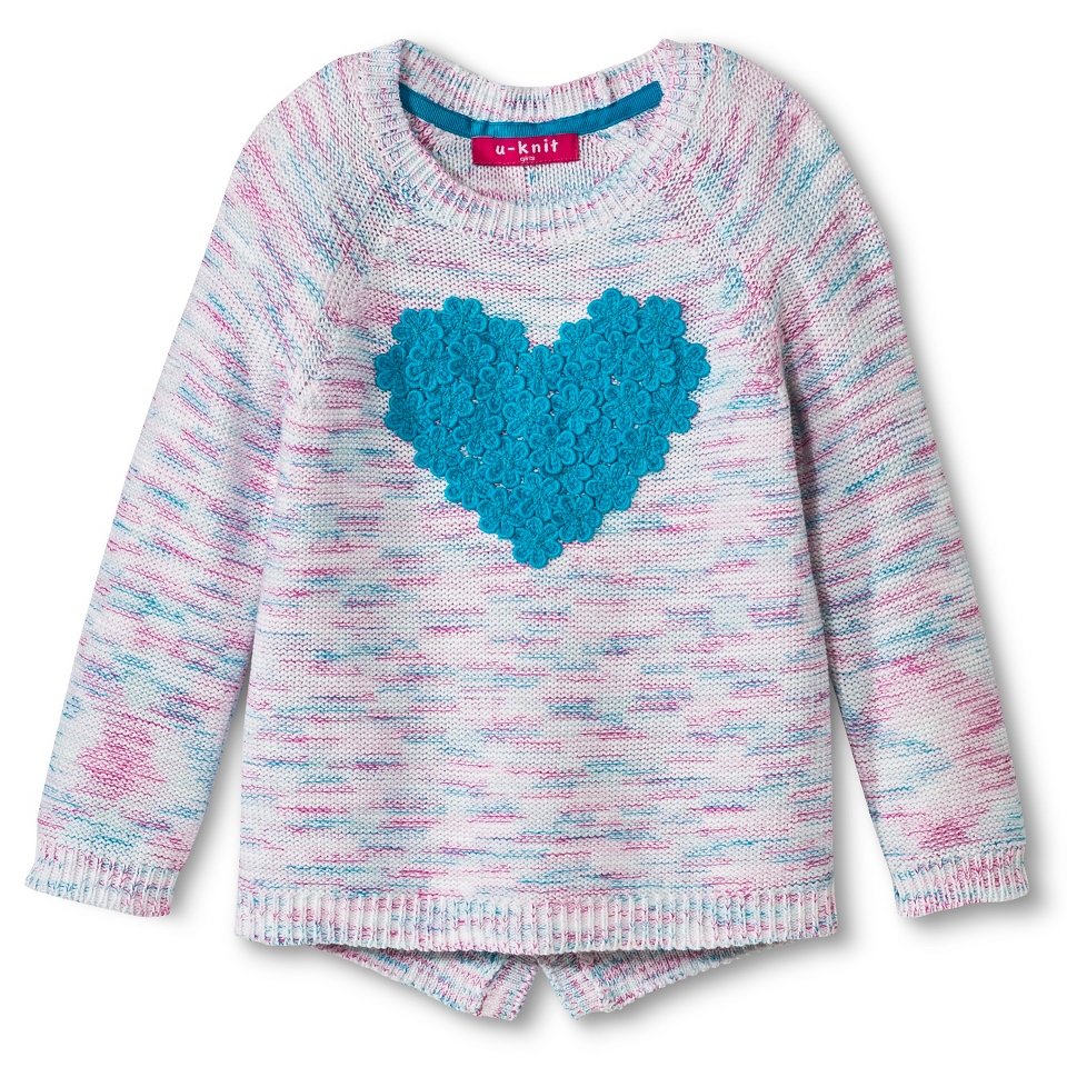 Toddler Girls Hi Lo Heart Sweater   Sky Blue