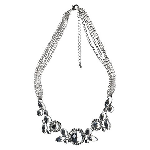 Women's Multiple Chain Crystal Frontal Necklace ... : Target