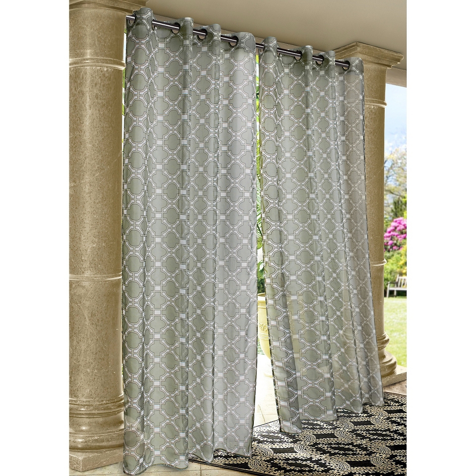 Outdoor Décor Wrought Iron Indoor/Outdoor Sheer Curtain Panel   Grey