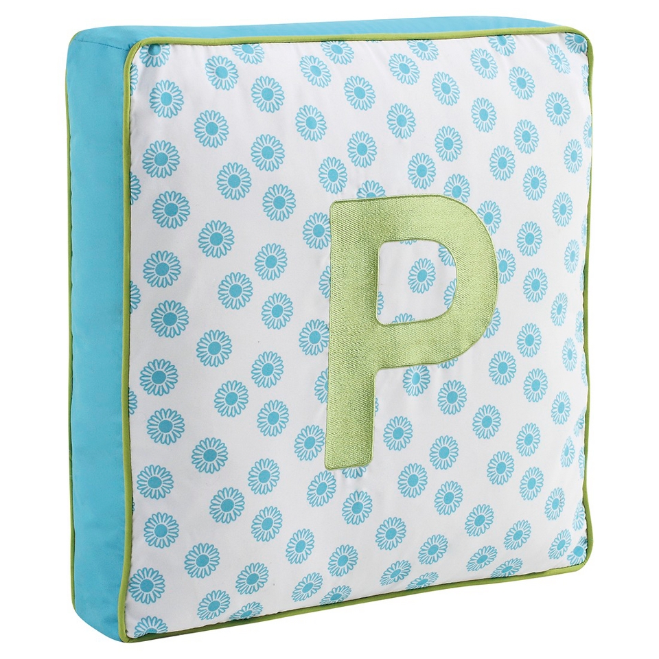 Letter Pillow   Turquoise/Lime Green