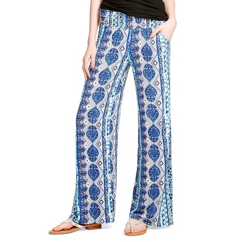 Women's Printed Knit Palazzo Pant Awesome Blue -... : Target