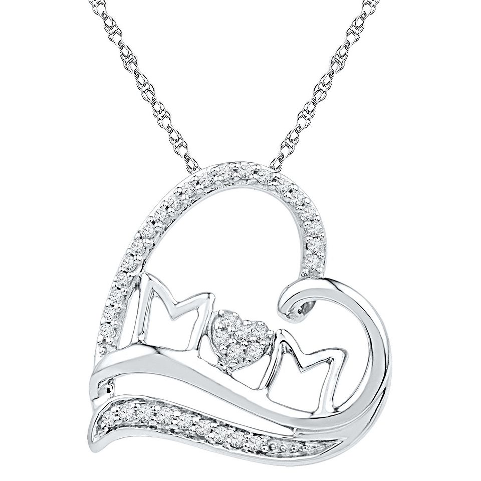 CT. T.W. Round Diamond Prong Set Mom Heart Pendant in Sterling