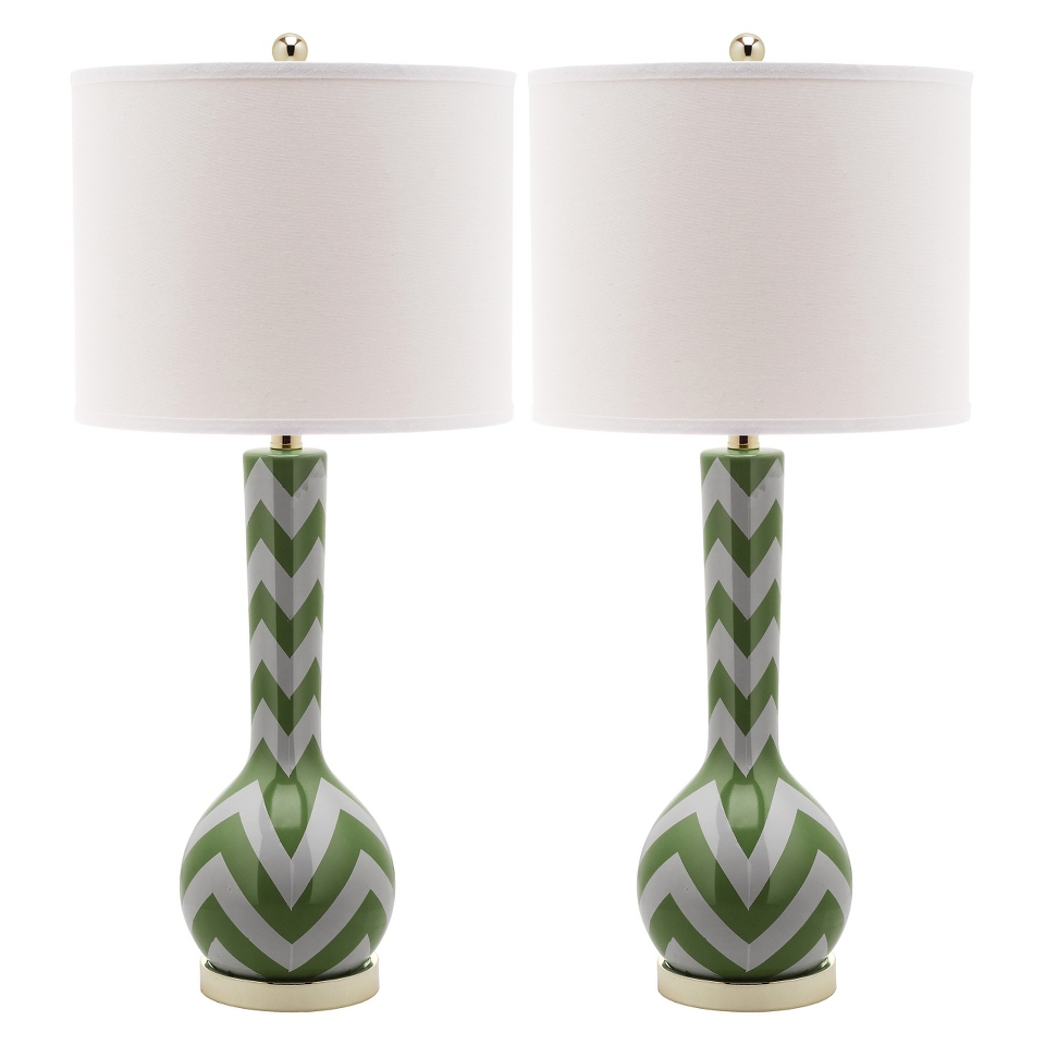 Safavieh Long Neck Chevron Ceramic Table Lamp Set