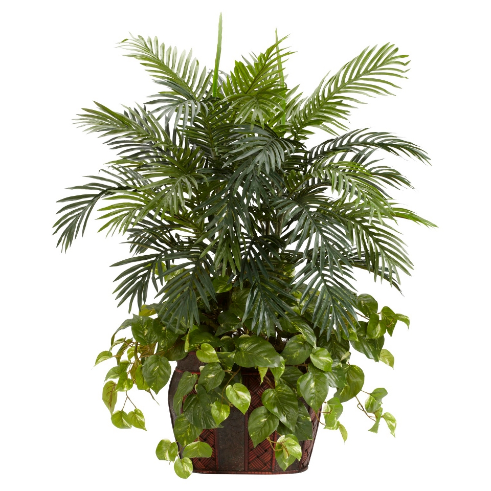 Nearly Natural 3.5 Double Areca w/Vase & Pothos Silk Plant