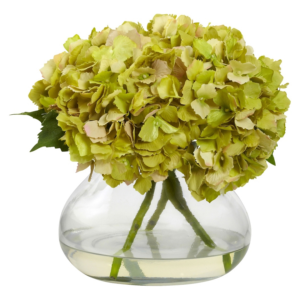 Nearly Natural Large Blooming Hydrangea with Vase