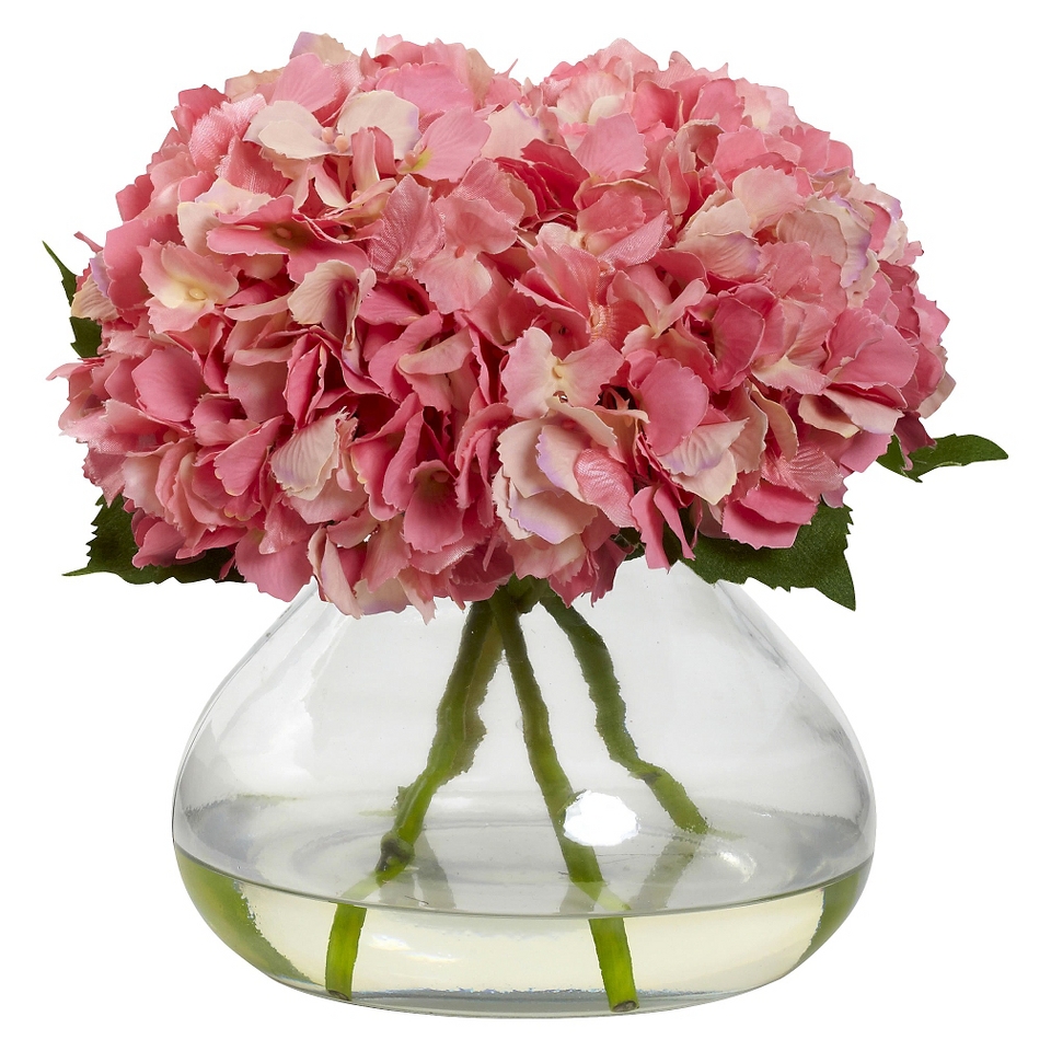 Nearly Natural Large Blooming Hydrangea with Vase