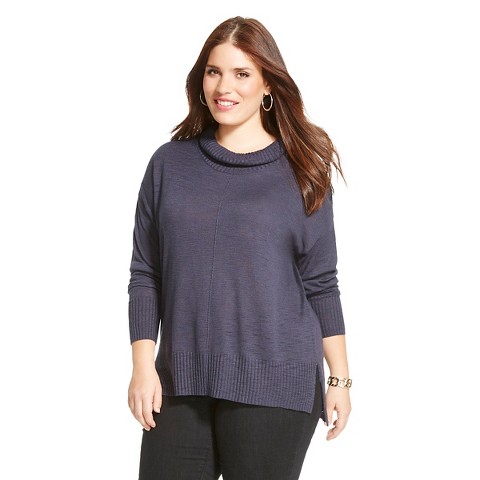Women's Plus Size Funnel Neck Pullover Sweater -... : Target