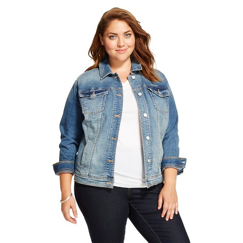 Women's Plus Size Denim Jacket Medium Blue - Av... : Target