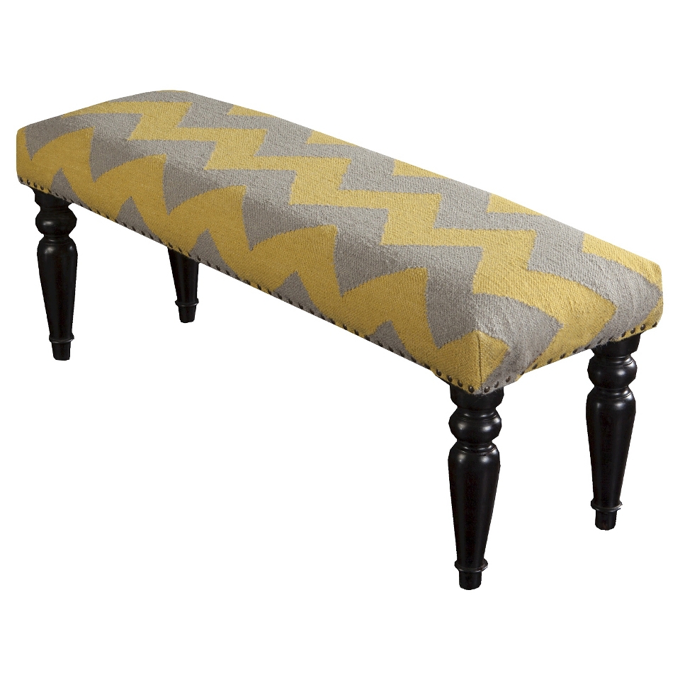 Surya Furniture Geometric Ottoman   Olive/Gold