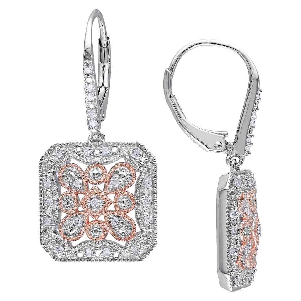 Allura 1/4 CT. T.W. Diamond Square Leverback Earrings in Pink Rhodium