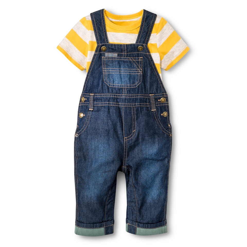 Newborn Boys 2pc Tee and Overall Set   Golden