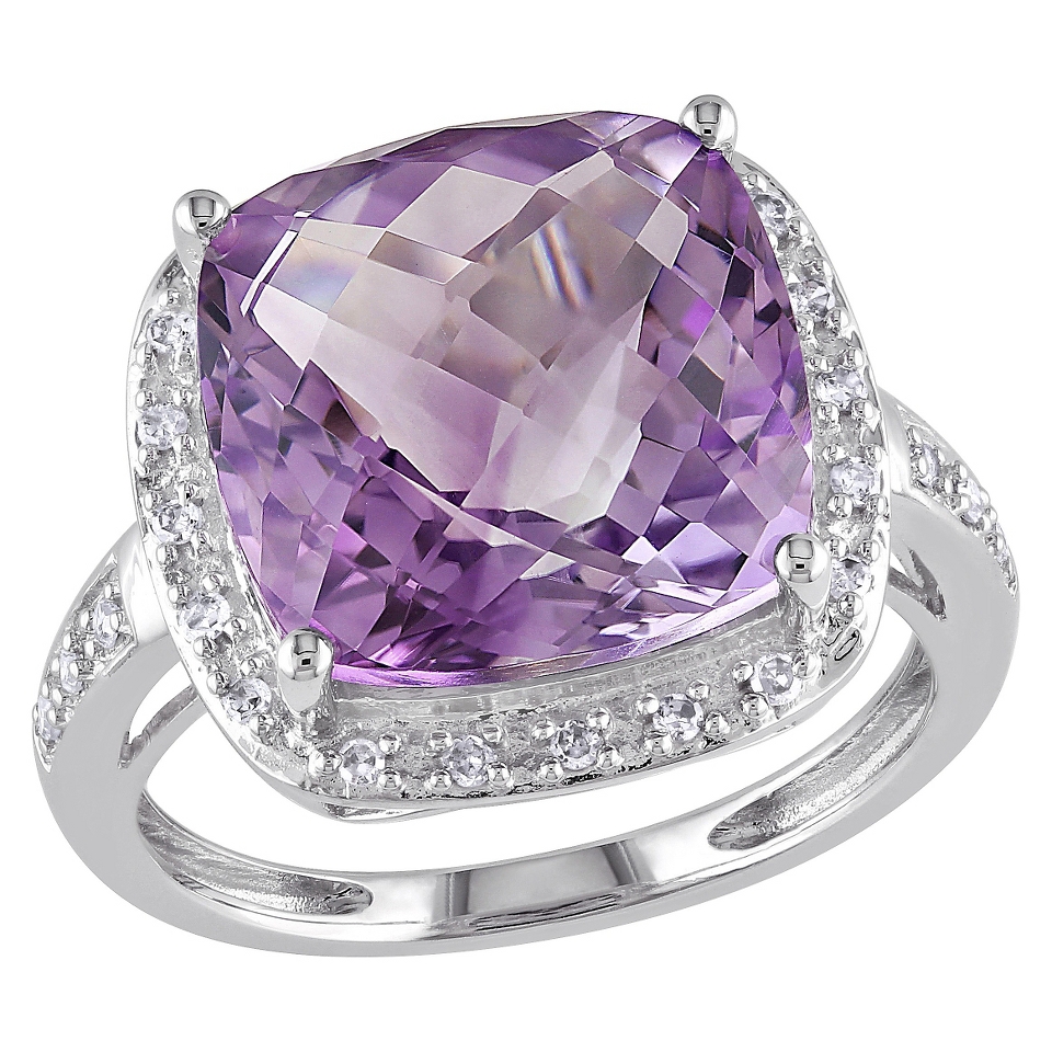 CT. T.W. Amethyst and 1/8 CT. T.W. Diamond Ring in 14K White Gold