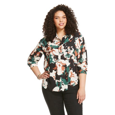 Women's Plus Size Printed Blouse Multi - Ava & Viv™ : Target