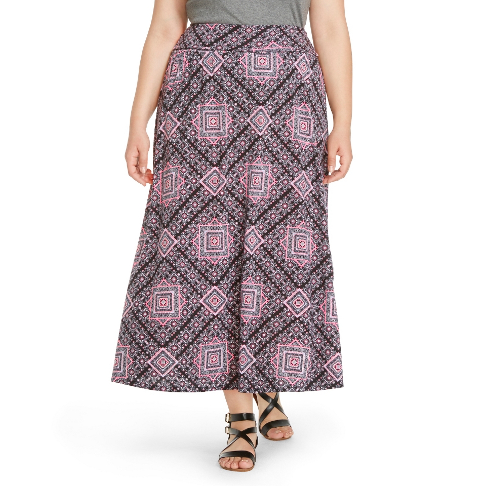 Plus Size Maxi Skirt Black & Pink   Studio 253