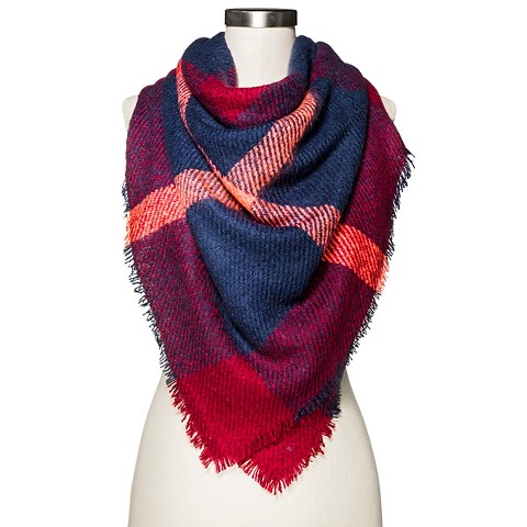 Women's Cold Weather Plaid Scarf - Red & Blue - ... : Target