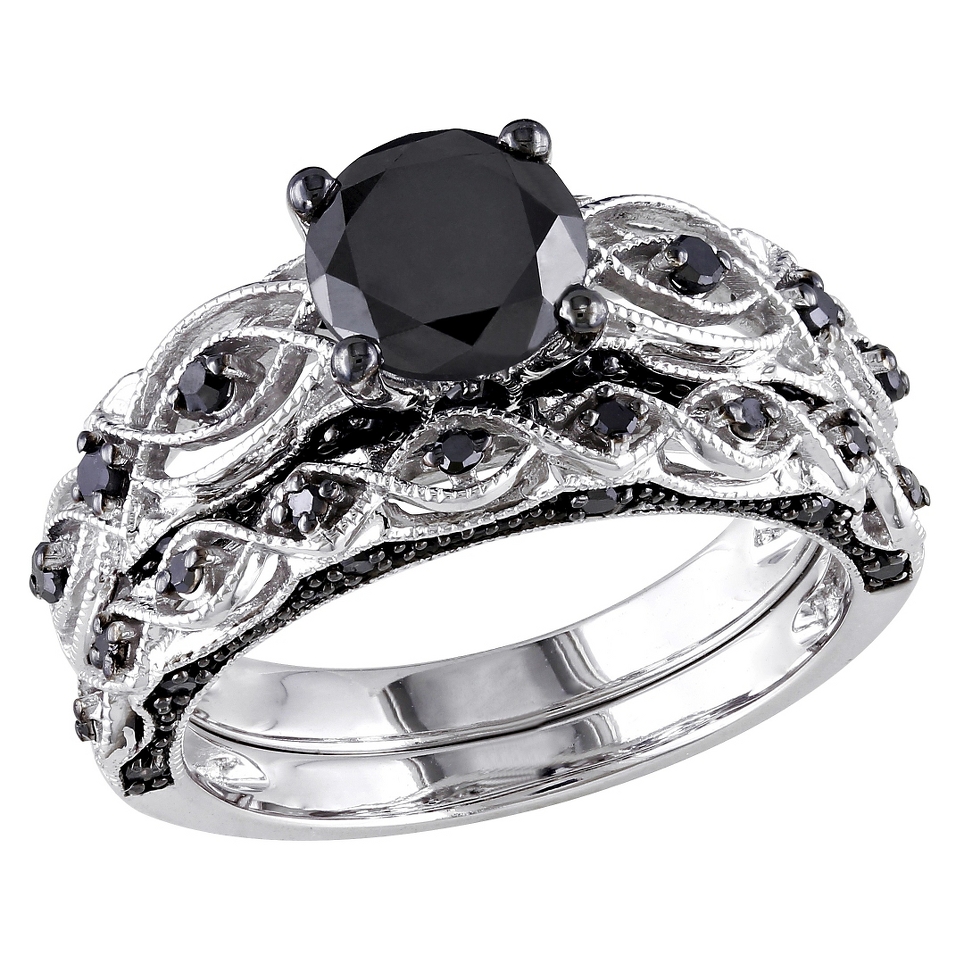 CT. T.W. Black Diamond Bridal Set in 10K White Gold