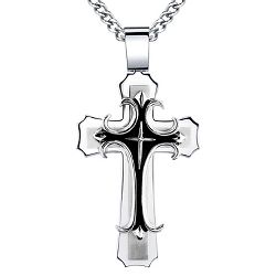Men's Crucible Cubic Zirconia Stainless Steel Plated Cross Necklace ...