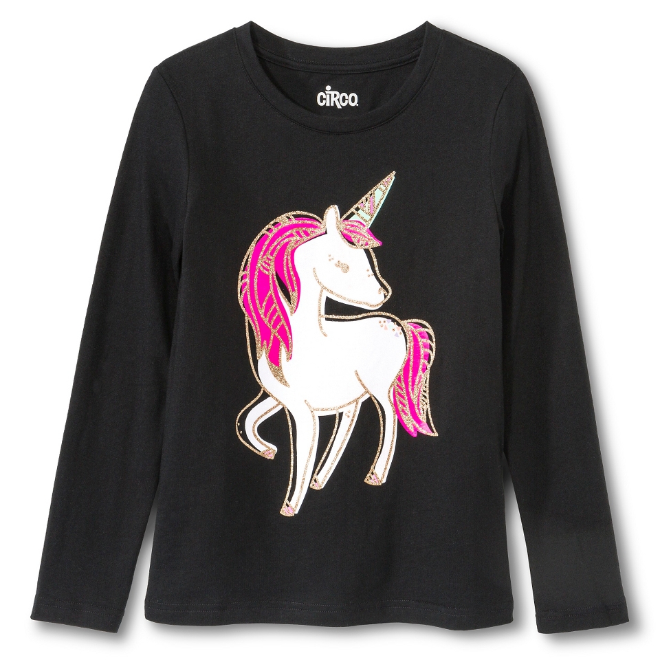 Girls Long sleeve Unicorn Glitter Graphic Tee