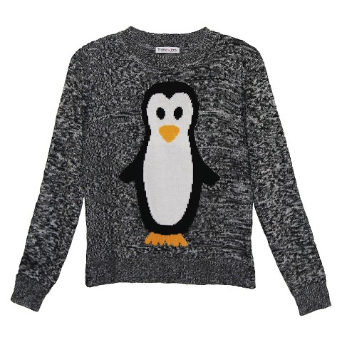 Girls' Franki & Jack Penguin Pullover - Soot Black : Target