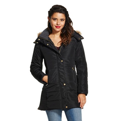 Women's Quilted Long Puffer Jacket - Coffee Shop