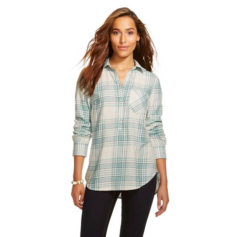 Women's Plaid Flannel Popover Favorite Shirt - M... : Target