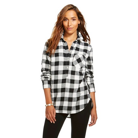 Women's Plaid Flannel Popover Favorite Shirt - M... : Target