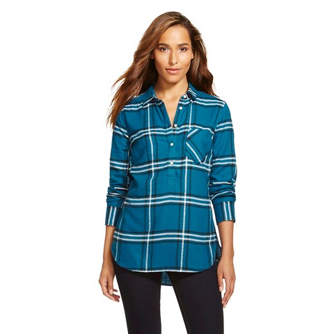 Women's Plaid Flannel Popover Favorite Shirt - M... : Target