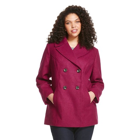 Women's Plus Wool Blend Pea Coat - Ava & Viv : Target