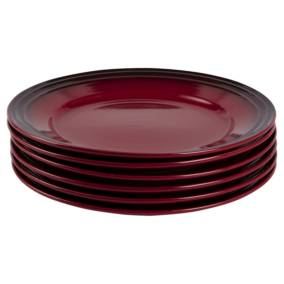 CHEFS Stoneware Dinner Plates, Set Of 6, Red