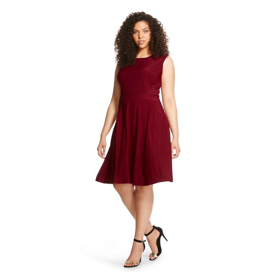 Womens Plus Size Pintuck Dress Garnet   Melonie T