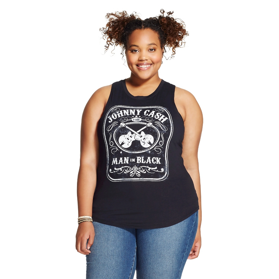 Plus Johnny Cash Graphic Muscle Tank Black