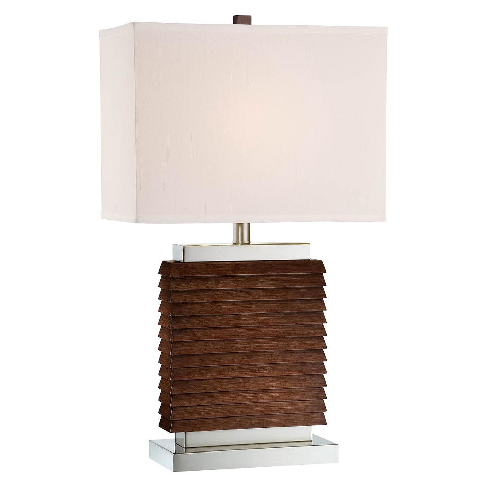 Lite Source Pernell 1 Light Table Lamp   Polished Steel/Dark Walnut