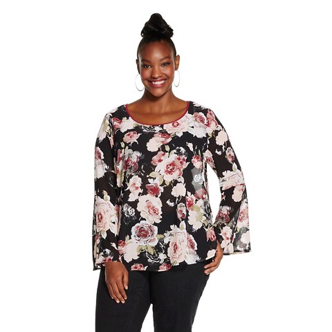 Plus Size Bell Sleeve Woven Top - Born Famous : Target