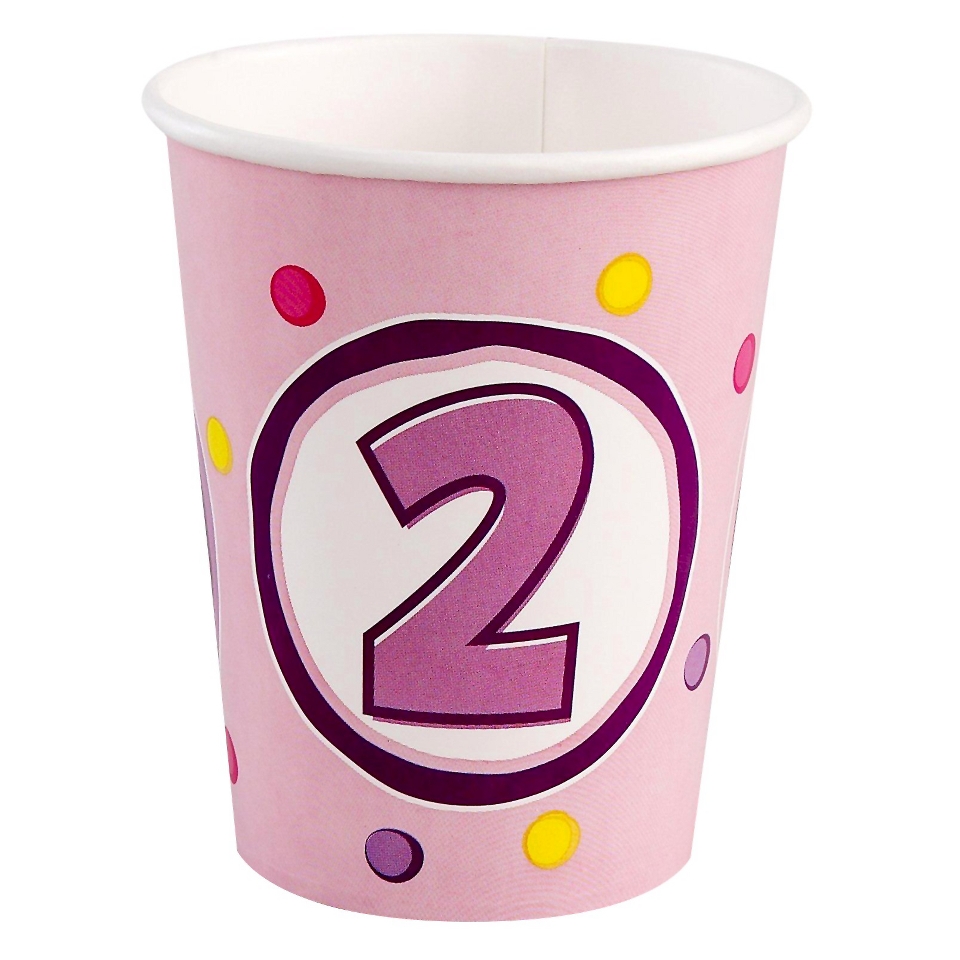 Girls Lil Cupcake 2nd Birthday 9oz Paper Cups   8 count