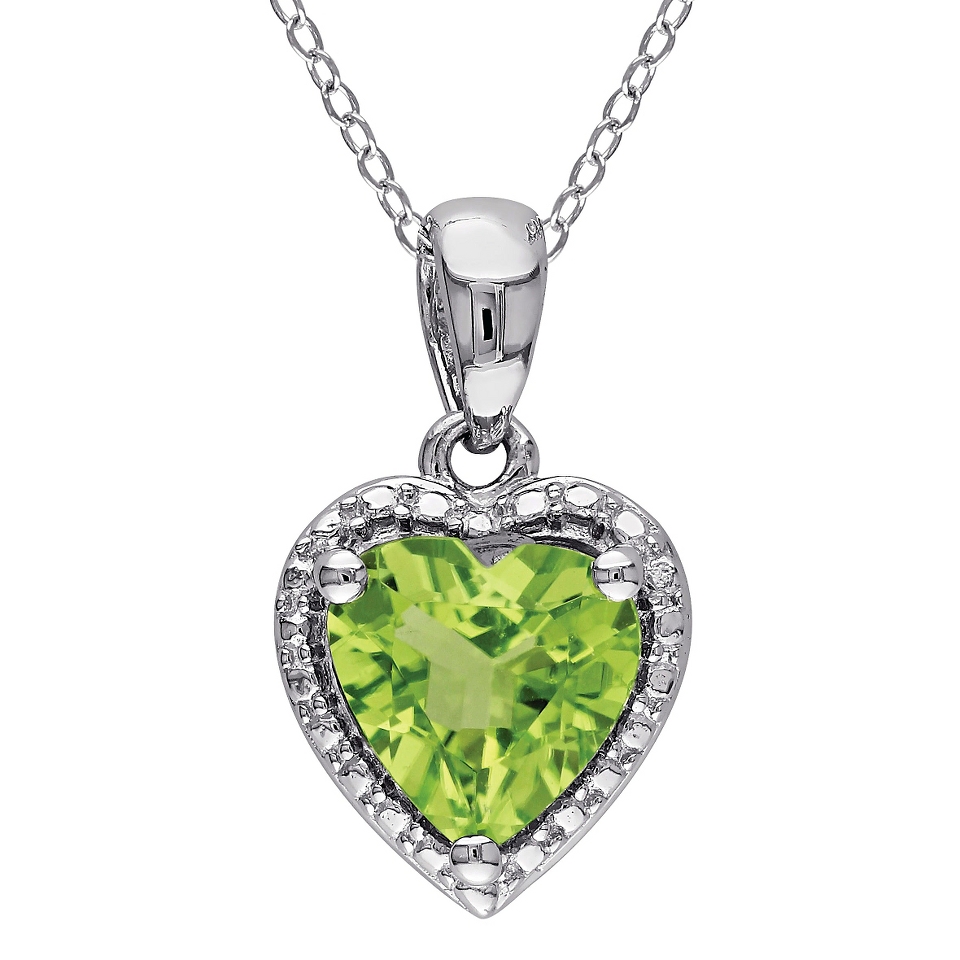 Allura Heart Cut Peridot and Diamond Pendant Necklace in Sterling