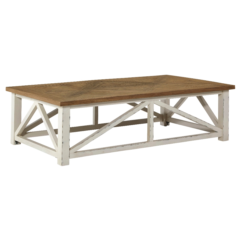 Marshone Rectangular Cocktail Table   White/Light Brown   Signature