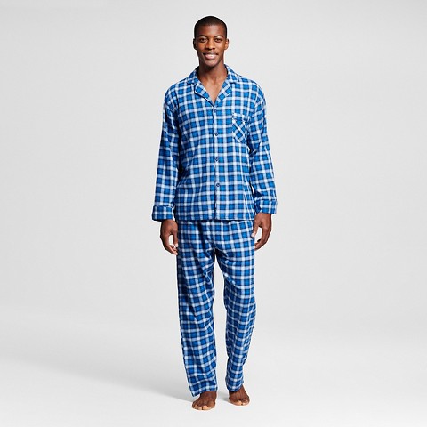 Men's Flannel Pajama Set Blue Plaid - Hanes Premium