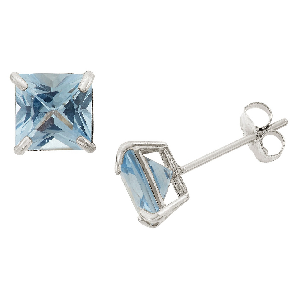 Tiara 2.48 CT. T.W. Princess Cut Aquamarine Stud Prong Set Earrings in