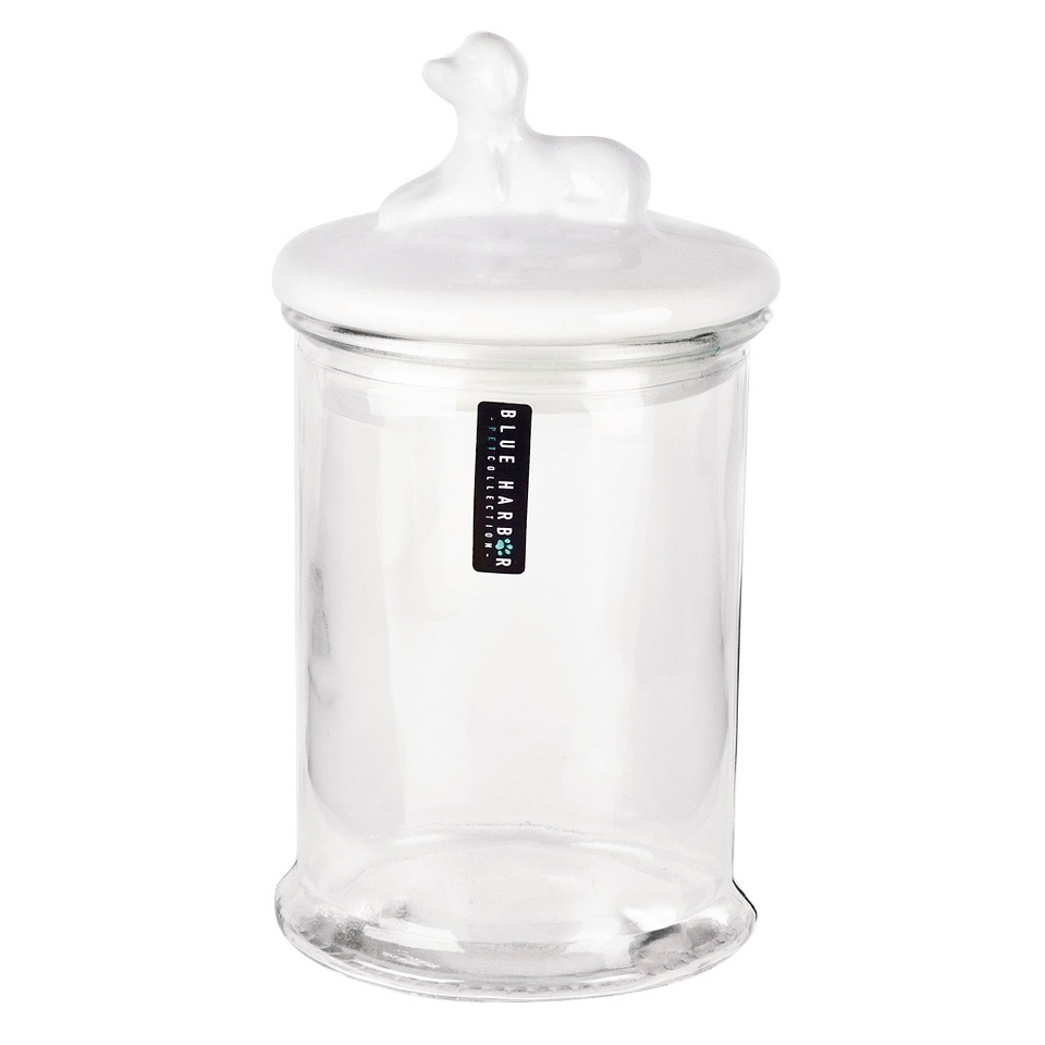 Houseware International Glass Jar With White Doggie Ceramic Lid