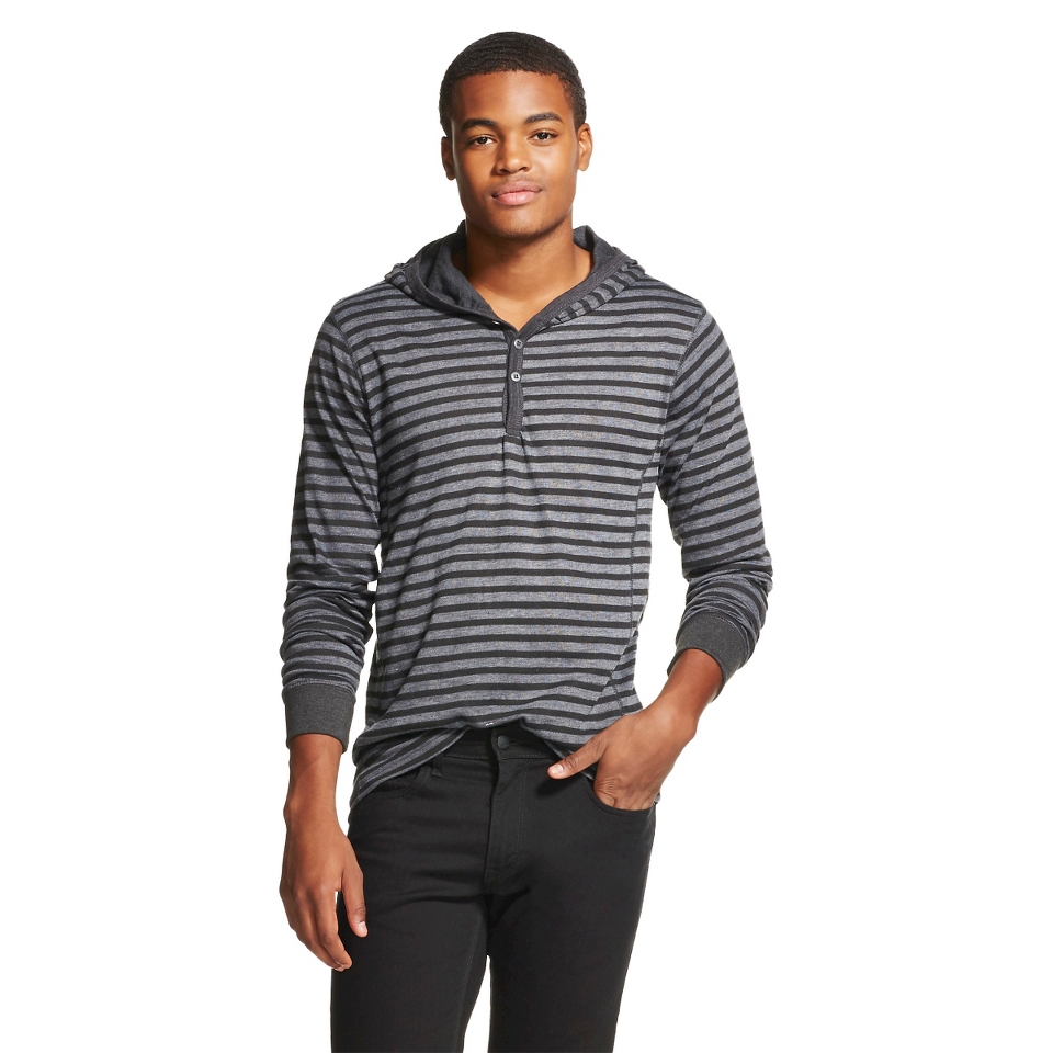 Mens Henley Hoodie Charcoal   Burnside